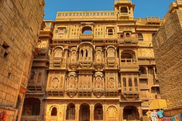 Intricate carvings on Patwon Ki Haveli facade